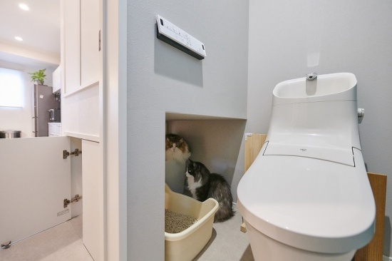 2階トイレに併設した猫用トイレ